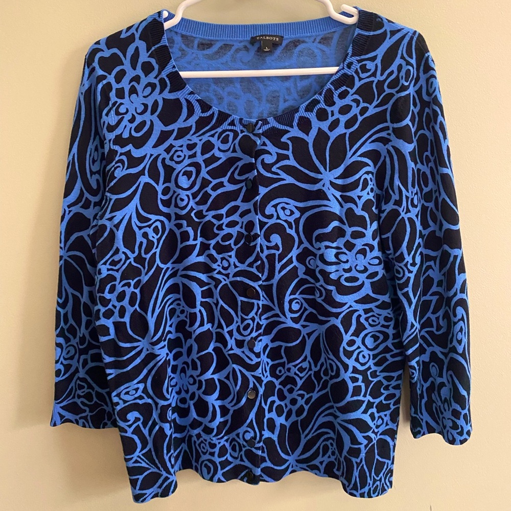 Talbots Button Front 3/4 Sleeve Cardigan - Large